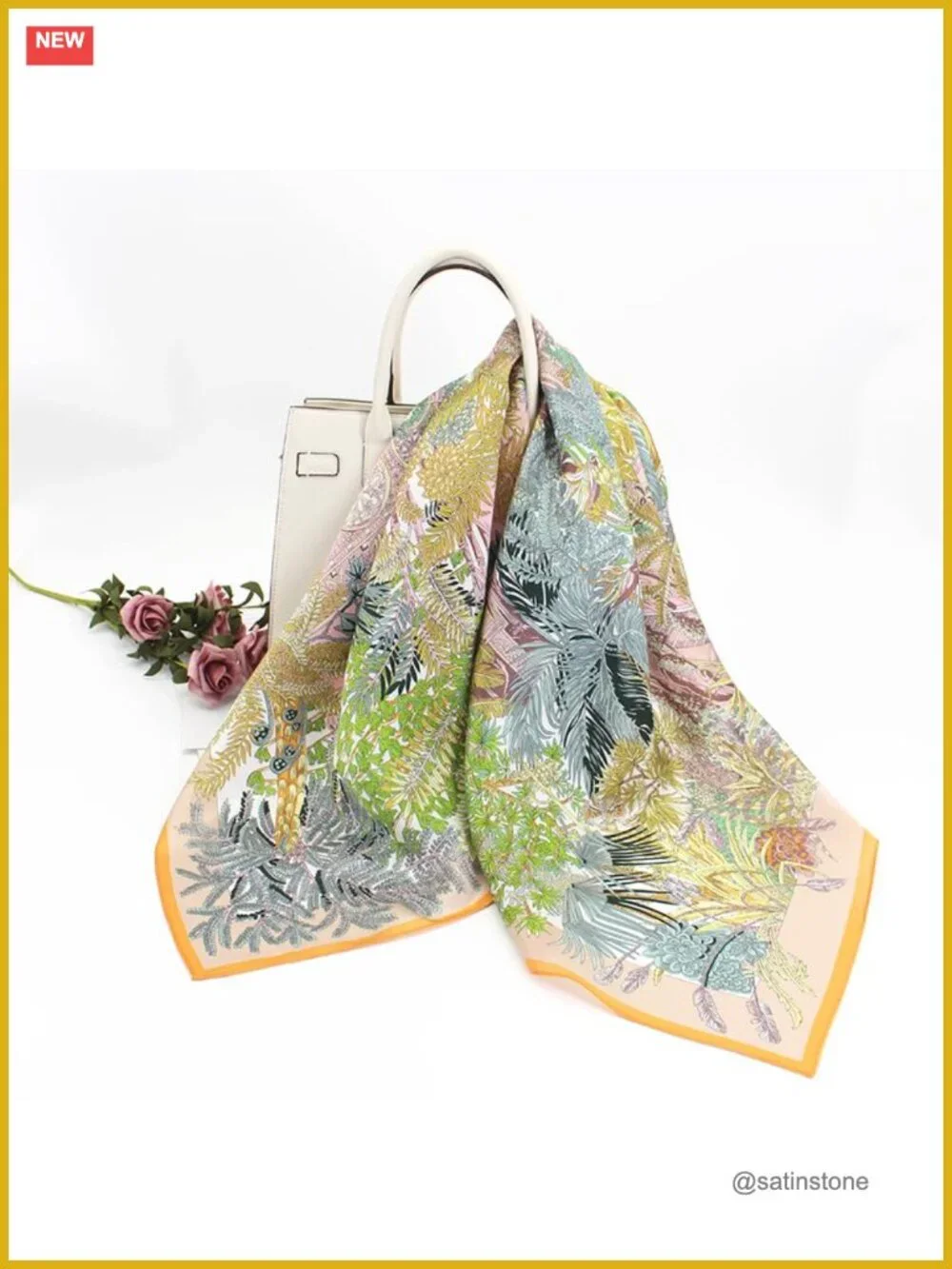 100% Mulberry Silk Square Scarf - 35